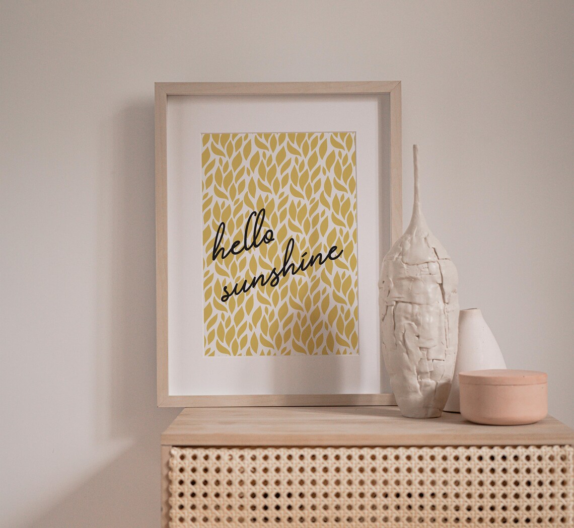 Hello Sunshine Yellow Quote Art Print, Typography - Image 4