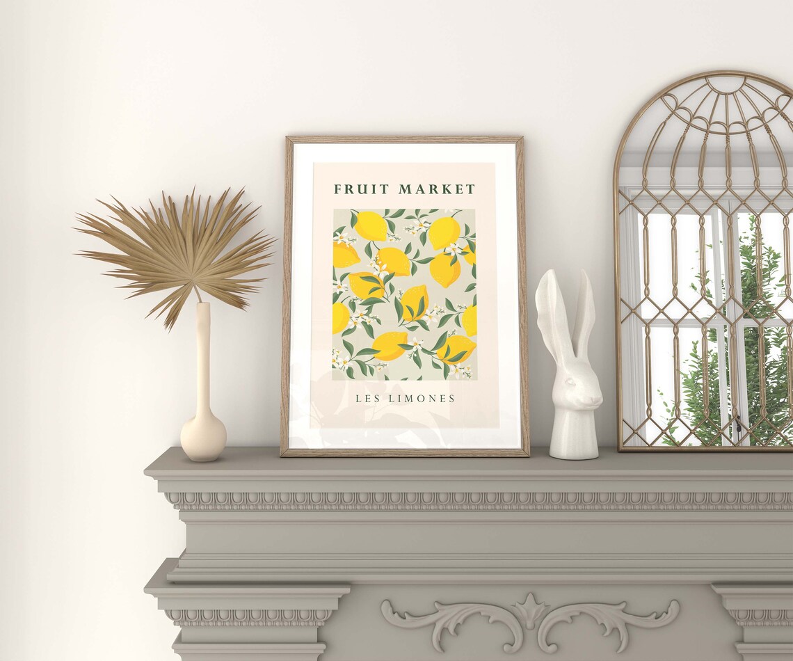 Yellow Print Lemon Print Kitchen Wall Art Fruit Print Wall Art Print Kitchen Instant Citrus Fruit Print Yellow - Image 2
