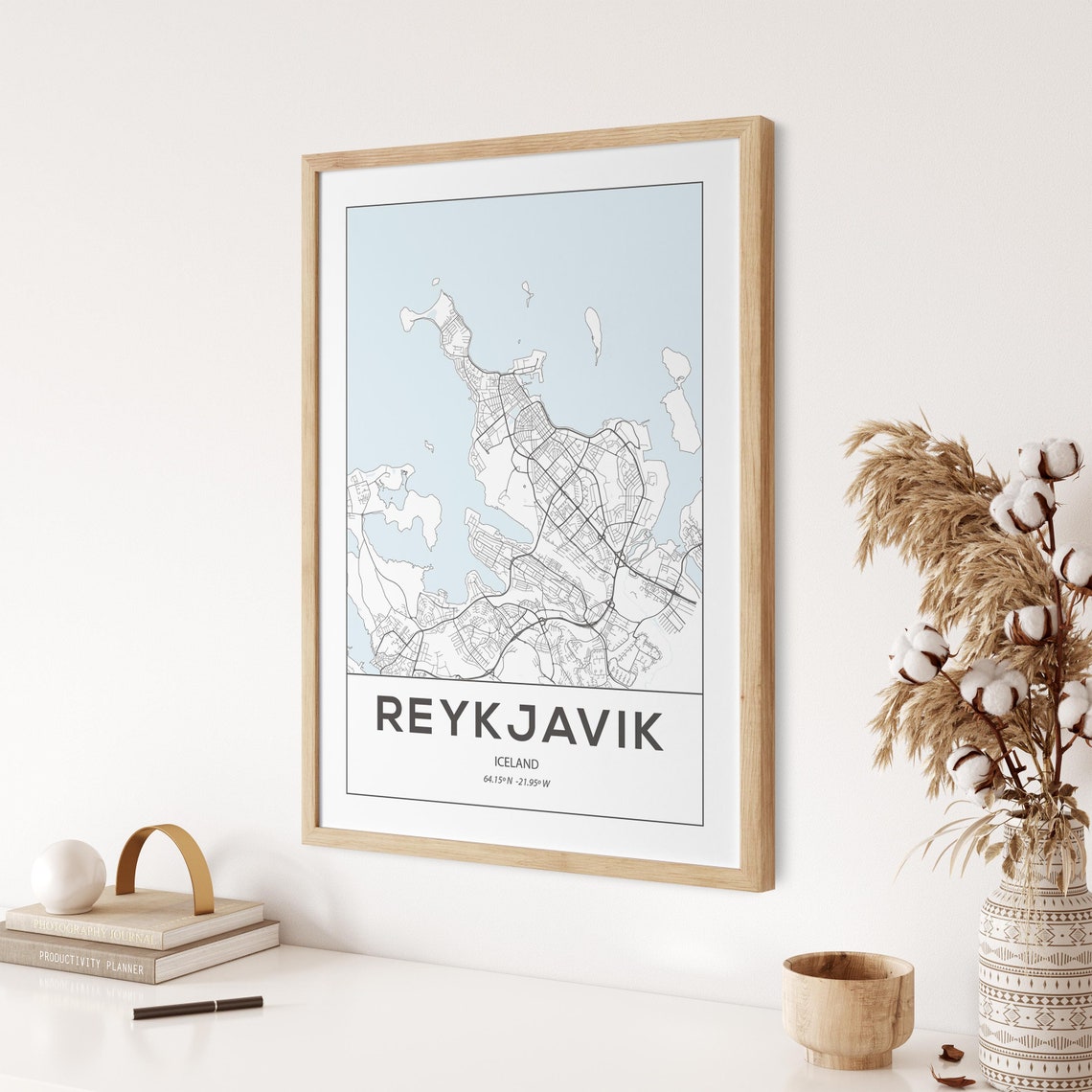 Reykjavik Print Reykjavik Map Print Iceland Print Iceland Reykjavik Poster Travel Art Print Reykjavik Art Travel Print - Image 4
