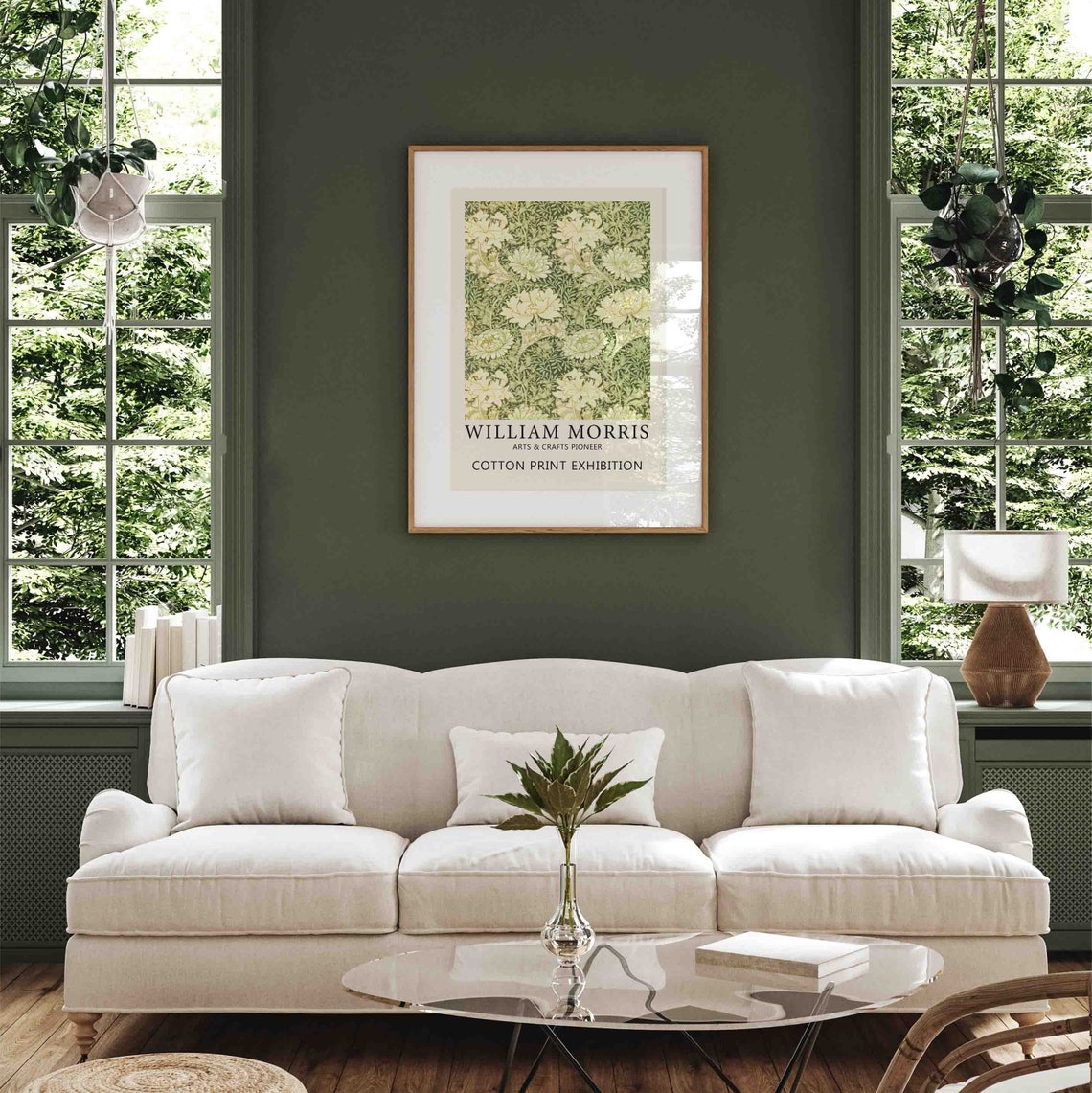 William Morris Green Flower Art Print - Image 3