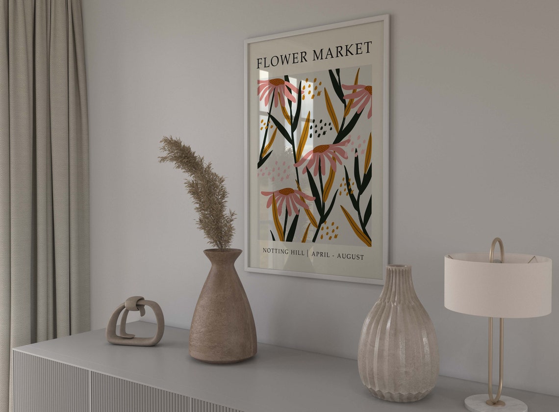 Flower Market Print Flower Print London Print Wall Art Print Pink Flower Print Flower Market Floral Print Instant - Image 2