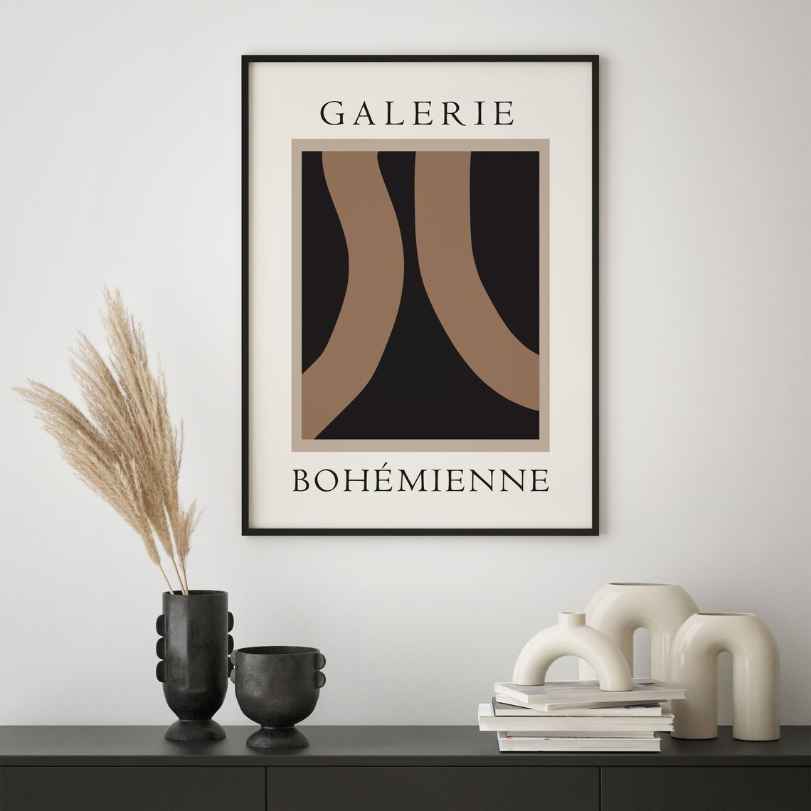 Galerie Bohemienne Wavy Arch Lines Abstract Black Art Poster - Image 2