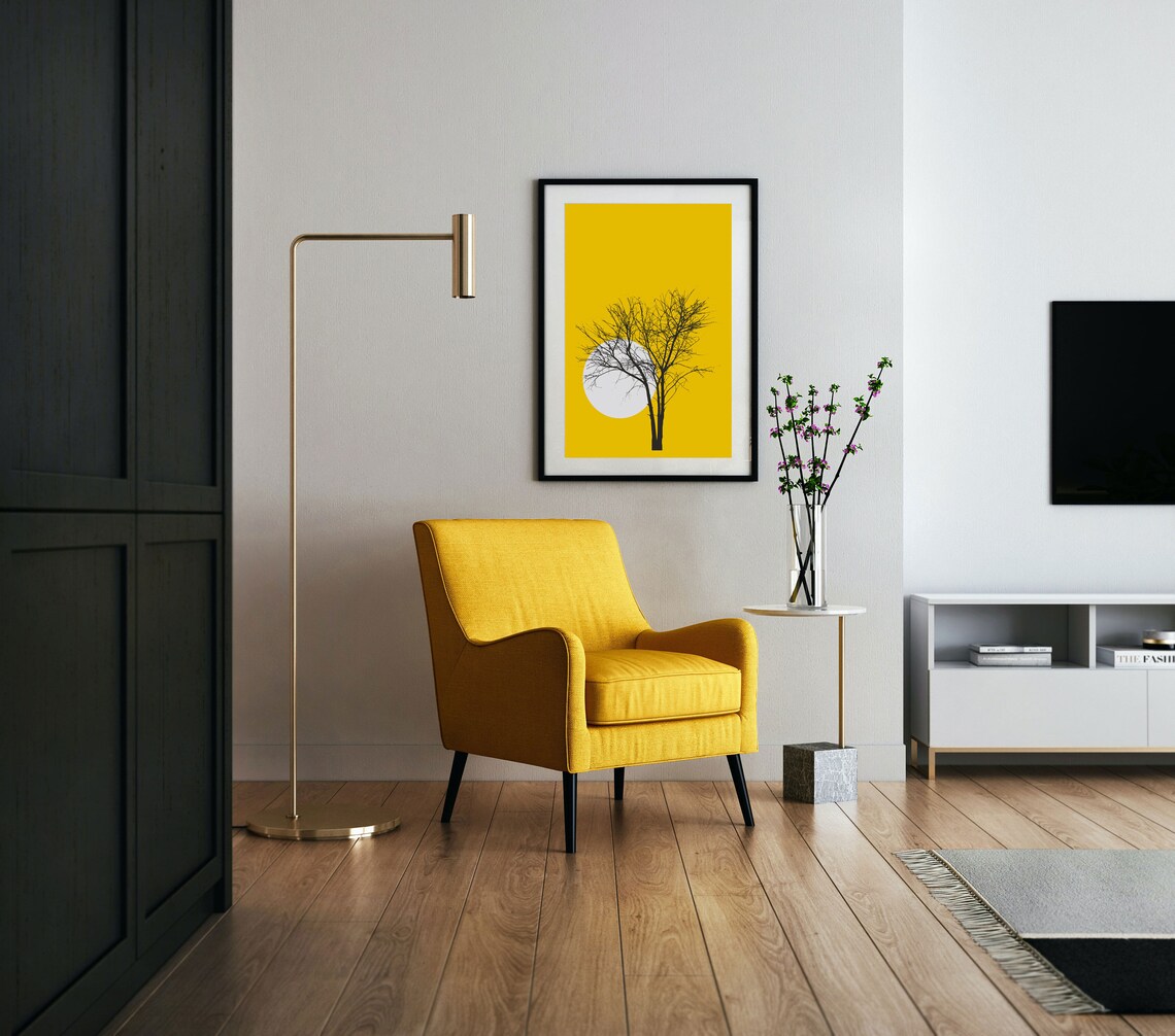 Yellow Tree Minimalist Art Print, Scandinavian - Image 4