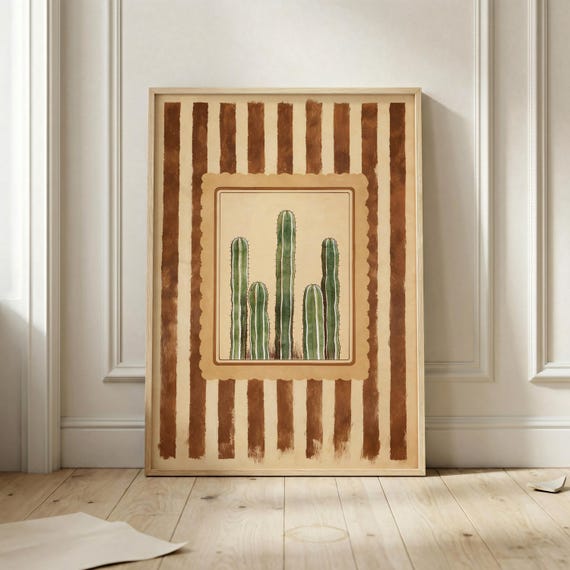 Vintage Cactus Wall Art Print Desert Botanical Poster Southwestern Decor Rustic Plant Illustration Boho Western