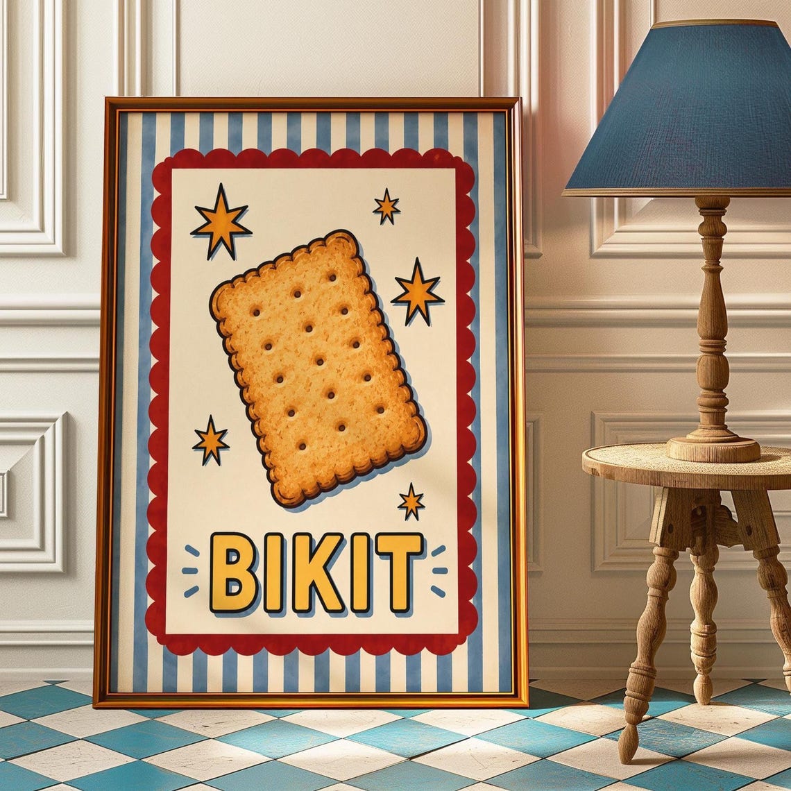 Bikit Cracker Vintage Circus Style Fun Retro Kitchen Art Poster
