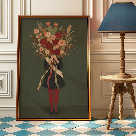Cottagecore Floral Wall Art, Vintage Bouquet Poster