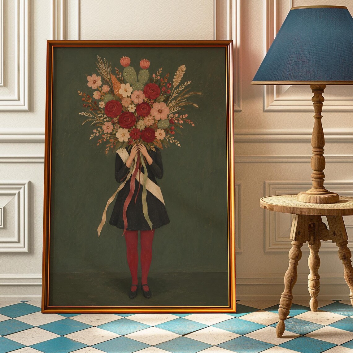 Cottagecore Floral Wall Art, Vintage Bouquet Poster