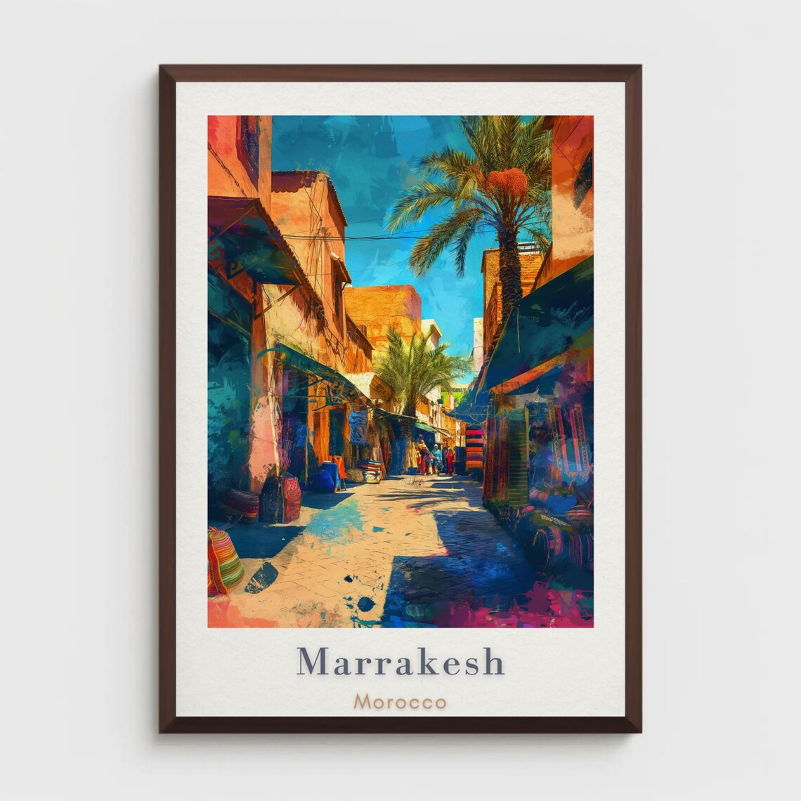 Vintage Marrakesh Travel Poster, Morocco