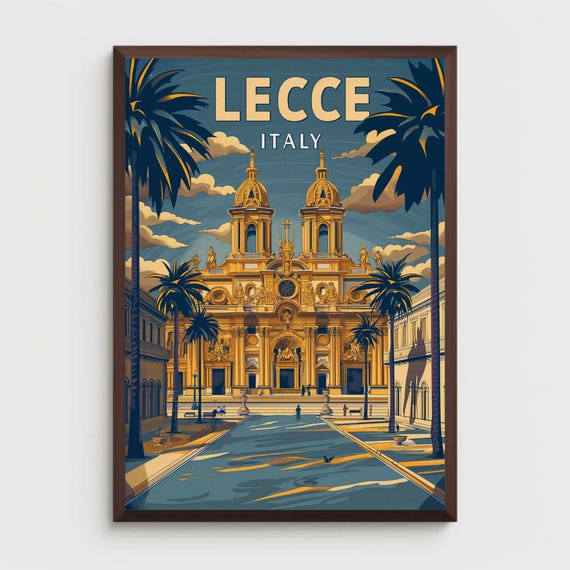 Lecce Italy Poster Print Retro Travel Wall Art