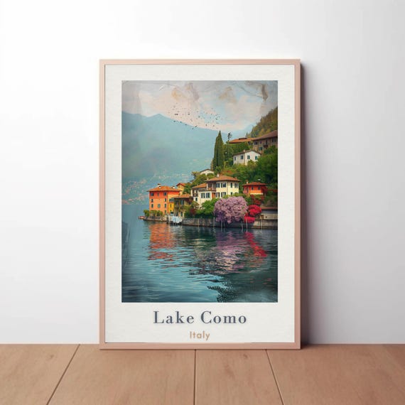 Lake Como Italy Poster Vintage Travel Print Europe Wall Art