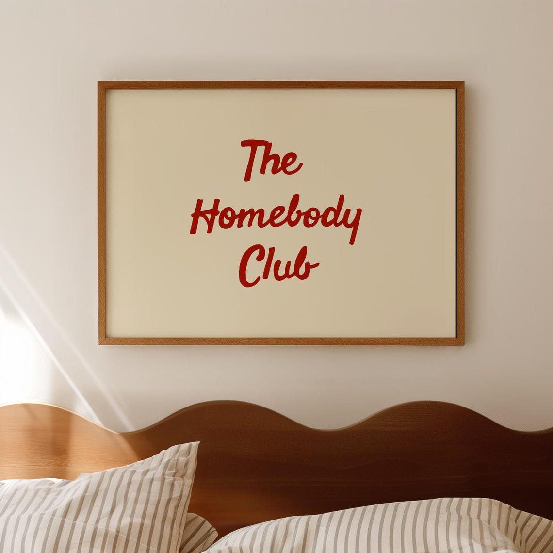 The Homebody Club Minimalist Red Script Typography Poster Art