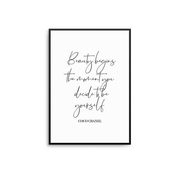 Beauty Begins The Moment You Decide To Be Yourself Quote Print Fashion Wall Art Inspirational Typography Home Decor