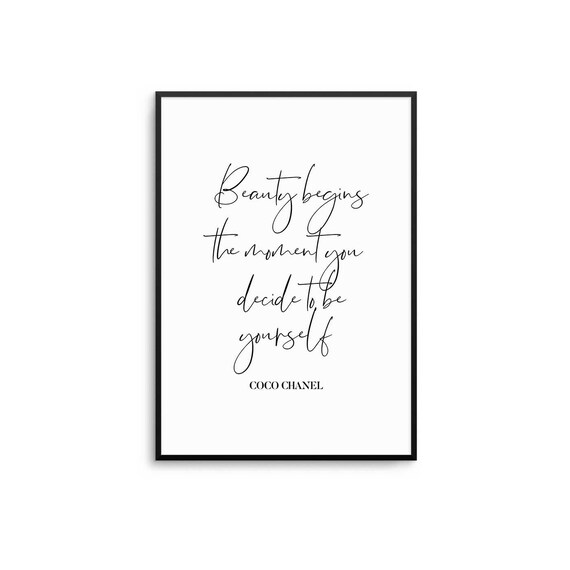 Coco Chanel Be Yourself Script Quote on White Background Poster