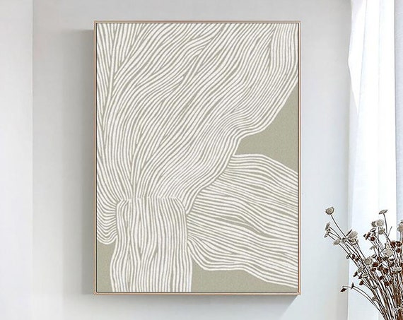Green White Abstract Painting On White Textured Painting Modern Abstract Wall Art Painting Green Textured Wall Art Neutral Artwork