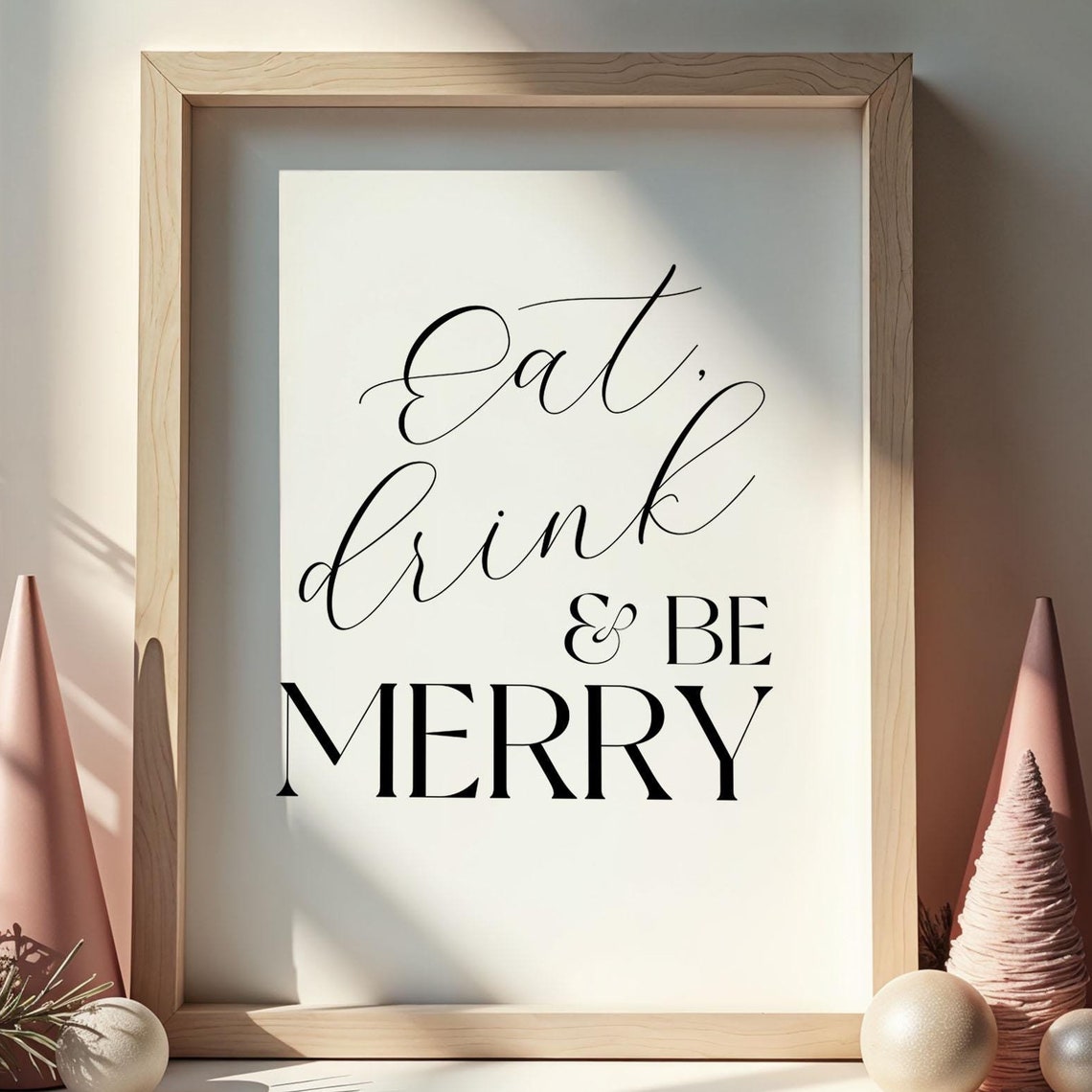 Eat Drink And Be Merry Christmas Holiday Script Kitchen Poster
