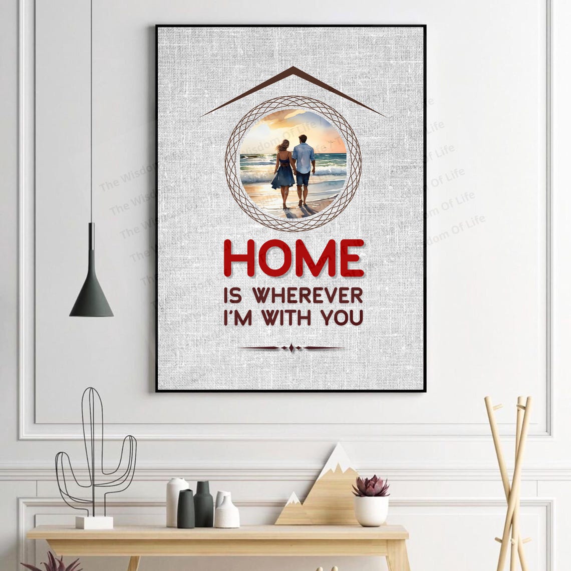 Home Is Wherever I Am With You Beach Couple Love Quote Wall Art - Image 6