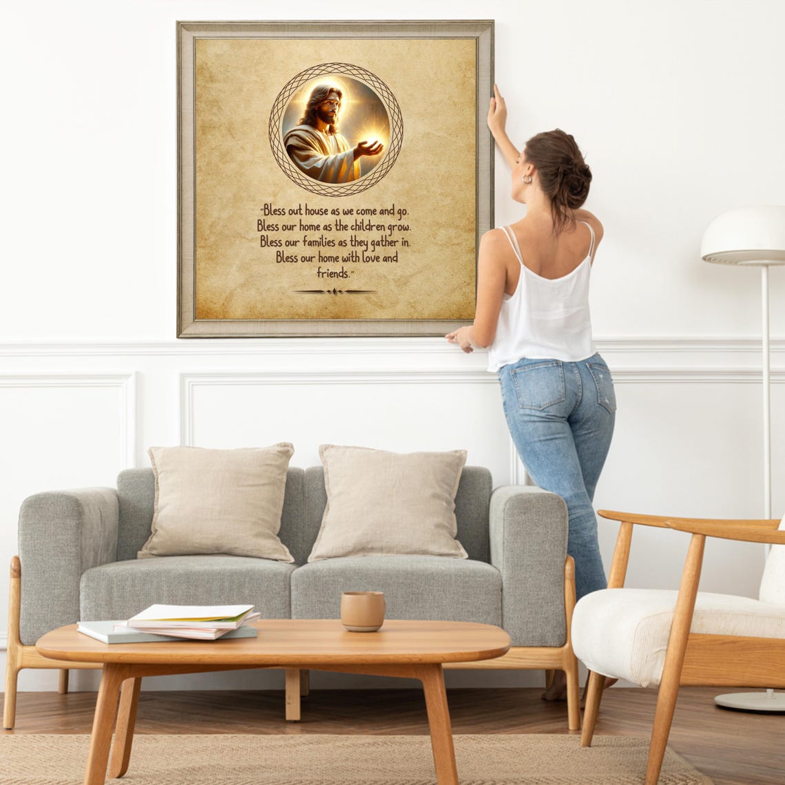 Jesus House Blessing Christian Home Prayer Family Quote Wall Art - Image 3