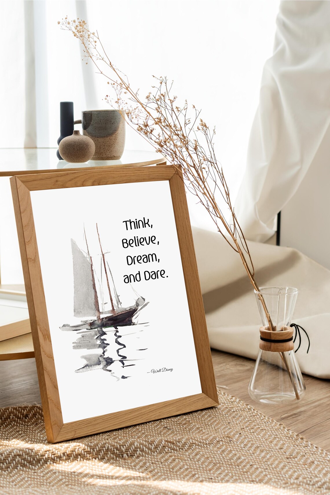Think Believe Dream and Dare Sailboat Walt Disney Quote Print - Image 8