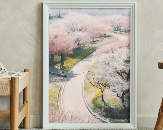 Japanese Sakura Water Color Painting Cherry Artwork Print At Home Wall Art Wall Art Print Instant Art