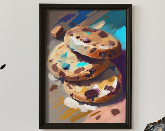 Surreal Chocolate Chip Cookies Poster Print Artwork Print At Home Wall Art Wall Art Print Instant Art