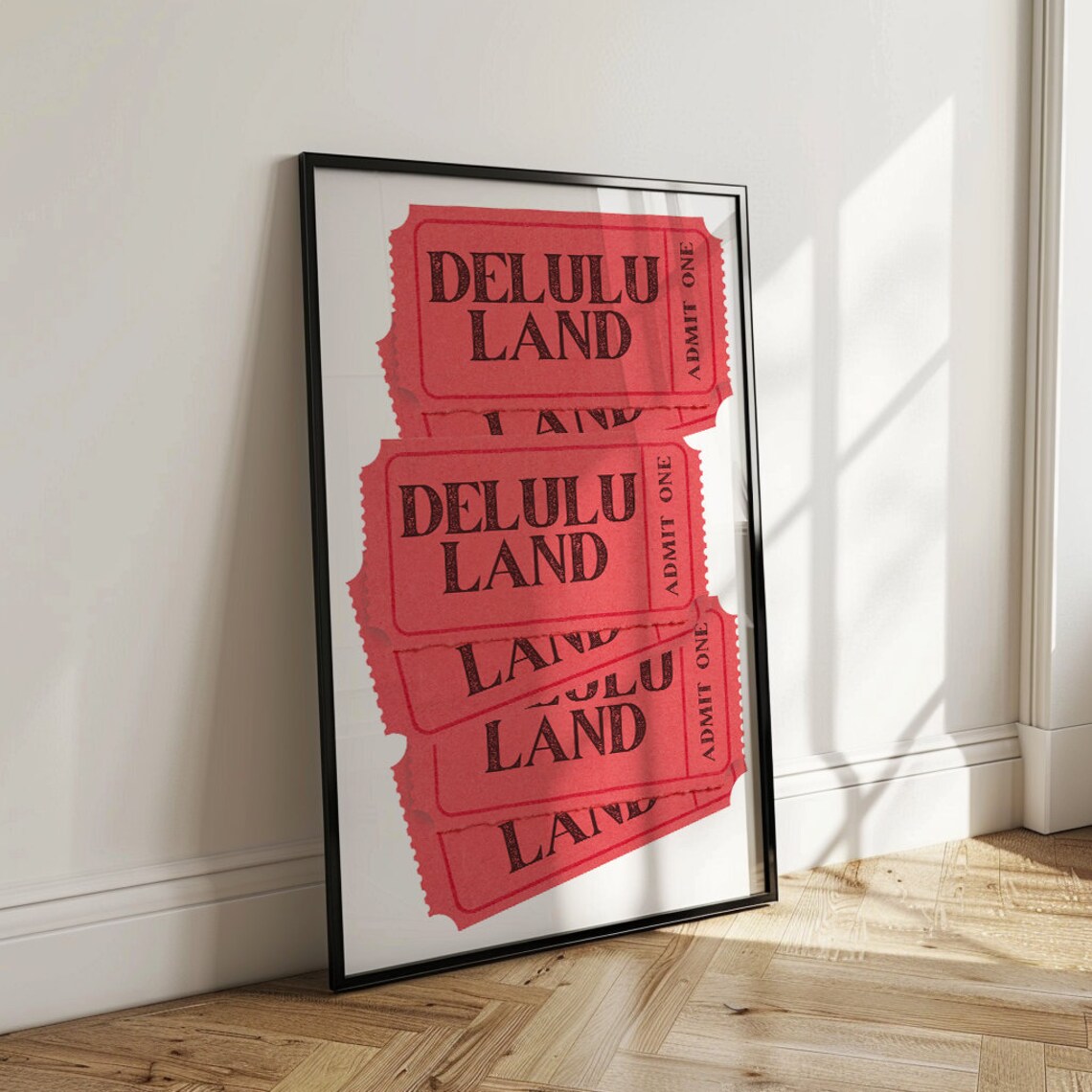Delulu Land Retro Ticket Poster, Living Room Decor