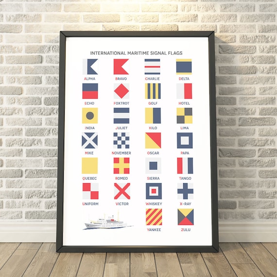 International Maritime Signal Flags Alphabet Chart Navy Poster
