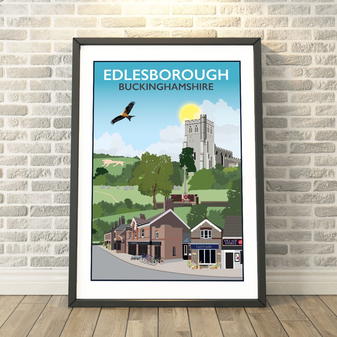 Edlesborough Buckinghamshire Travel Poster, Memory Print