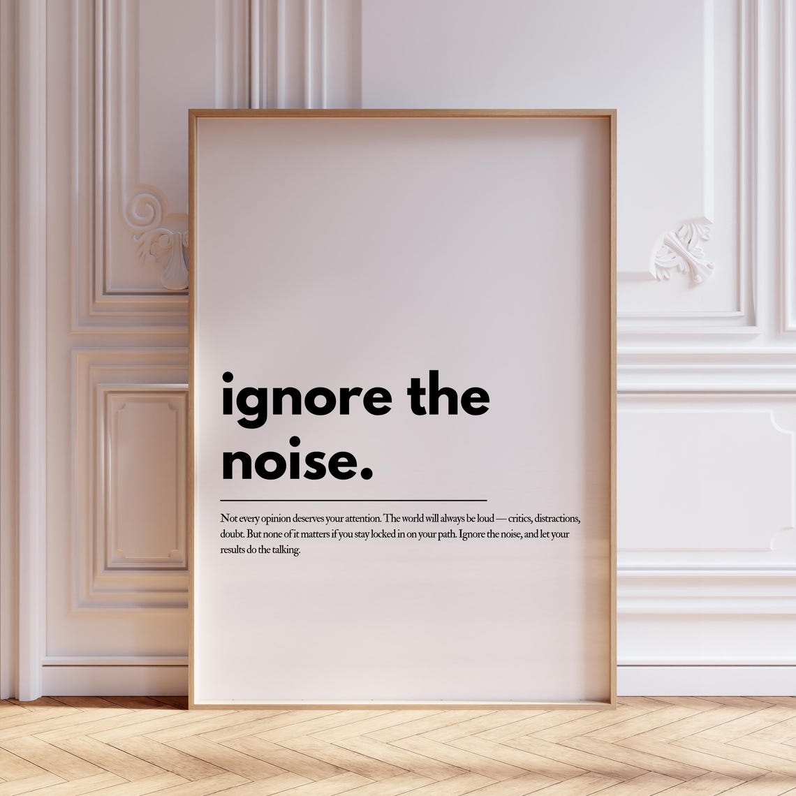 Ignore The Noise Minimalist Mindset Black Typography Office Poster