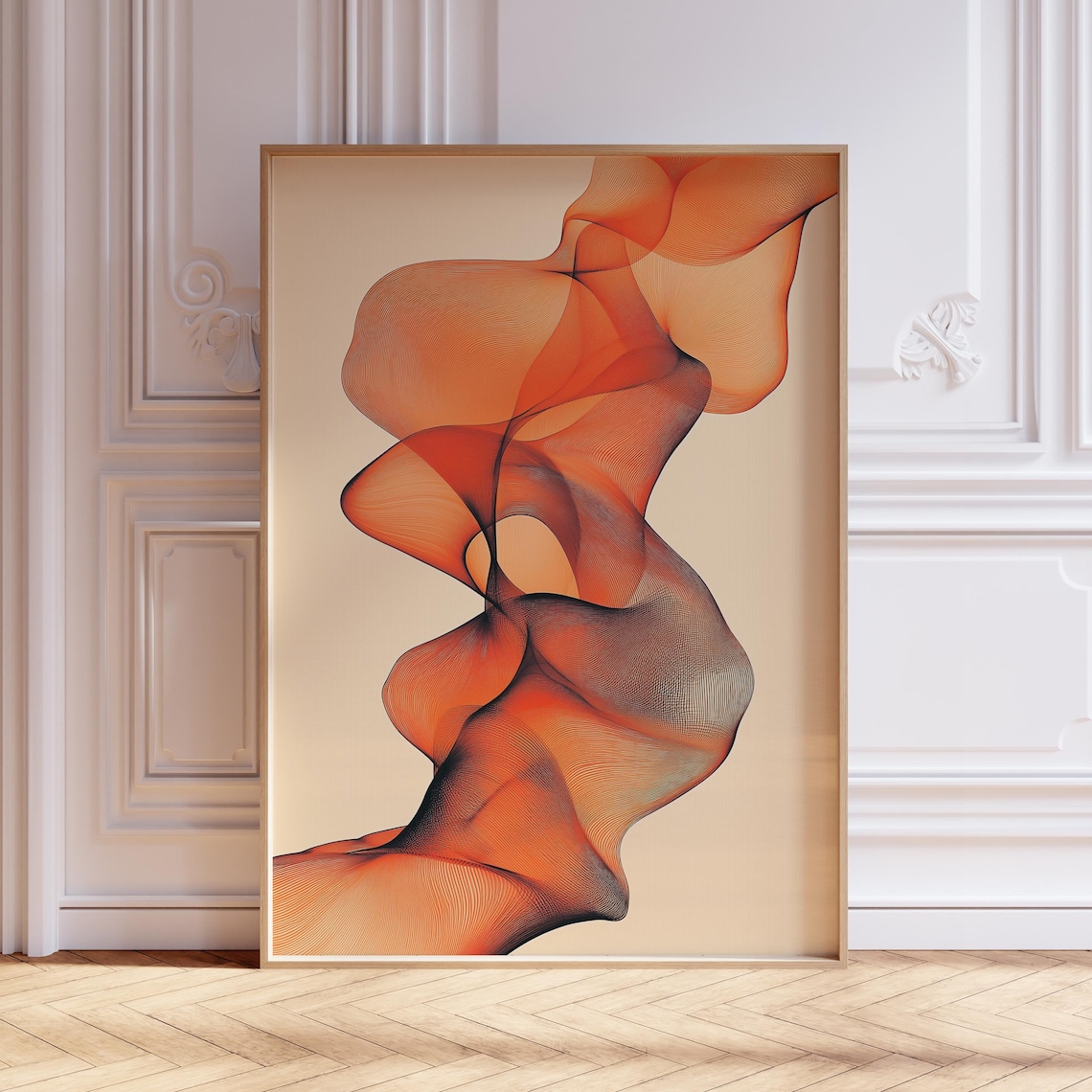 Burnt Orange Mid-Century Modern Abstract Art Print