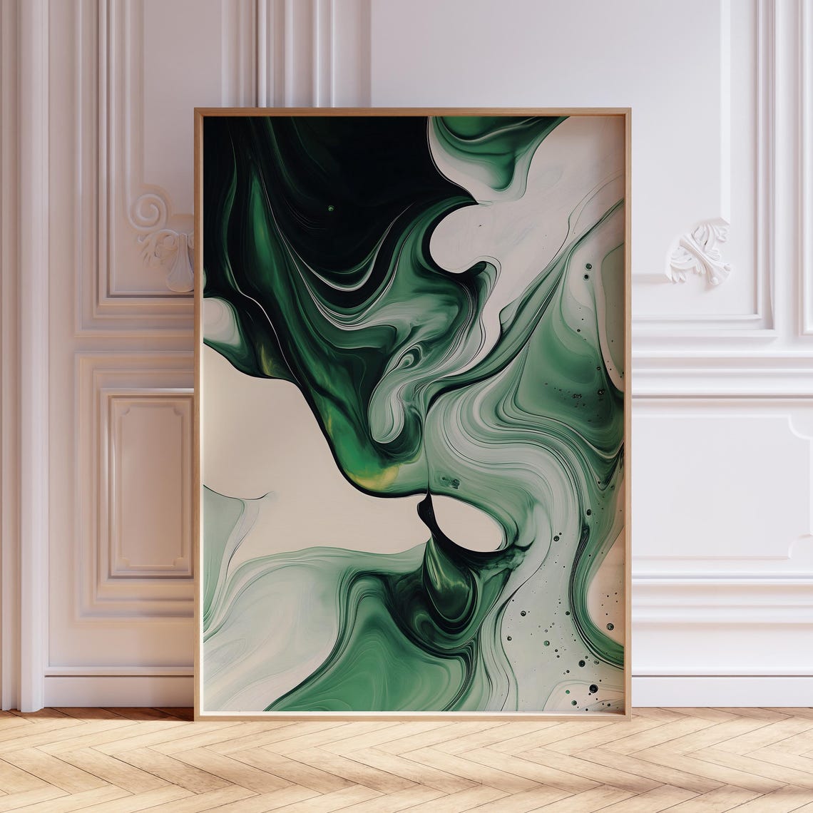 Sage Green Fluid Marble Abstract Swirl Minimalist Modern Decor Print