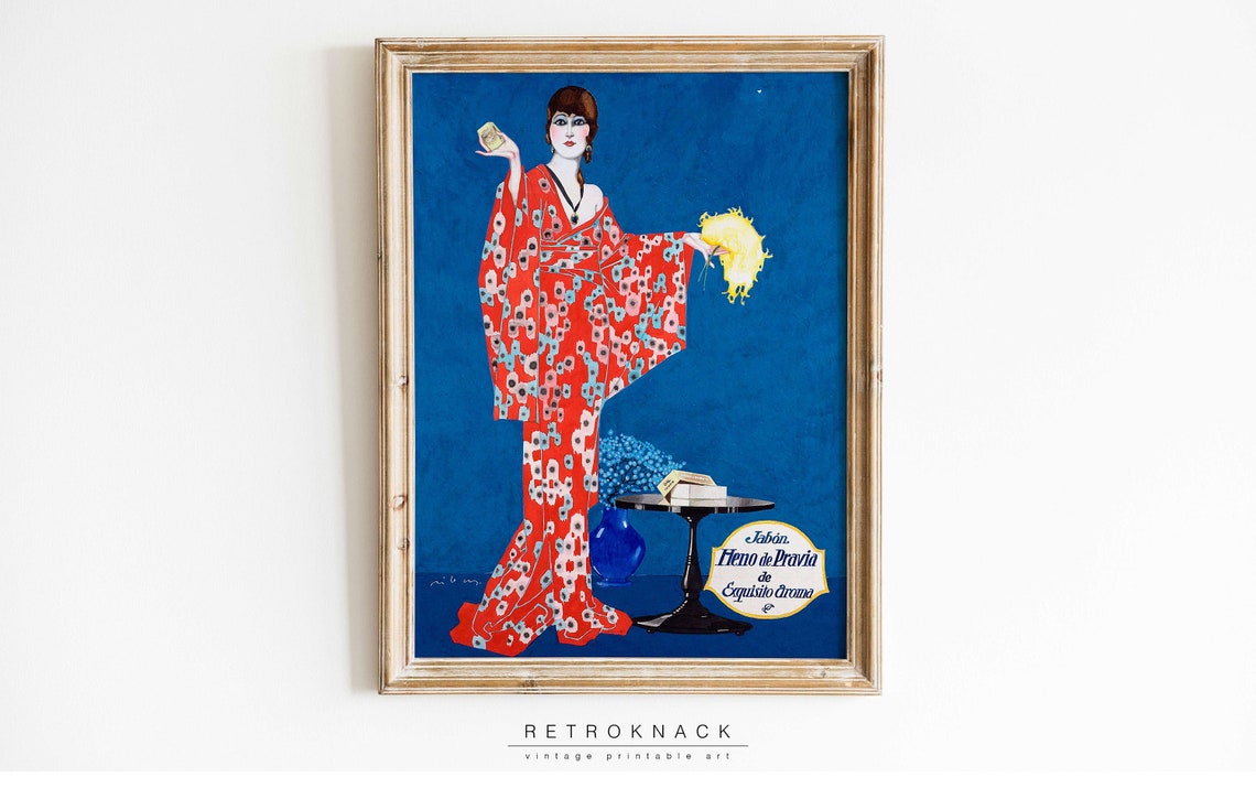 Jabon Heno de Pravia Vintage Spanish Soap Advertising Art Poster - Image 2