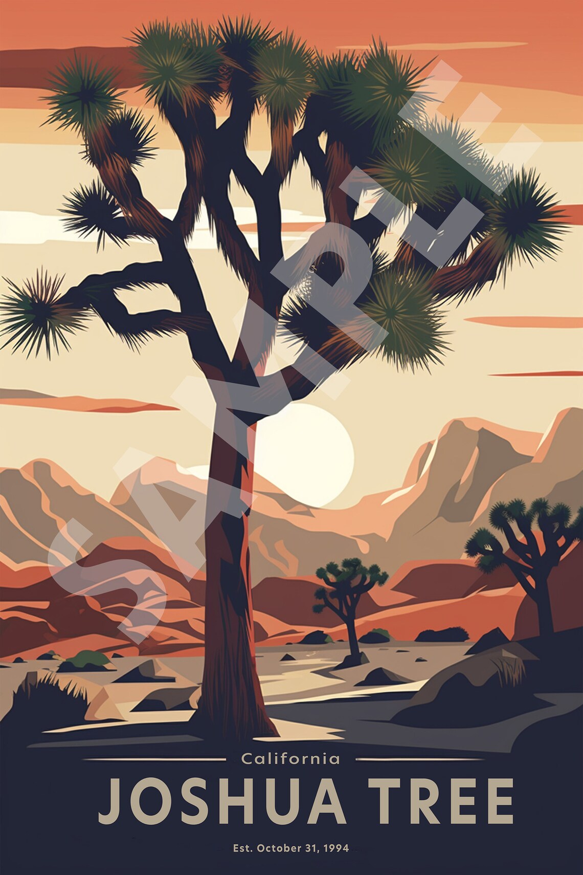 Joshua Tree California Desert Sunset National Park Travel Poster - Image 2