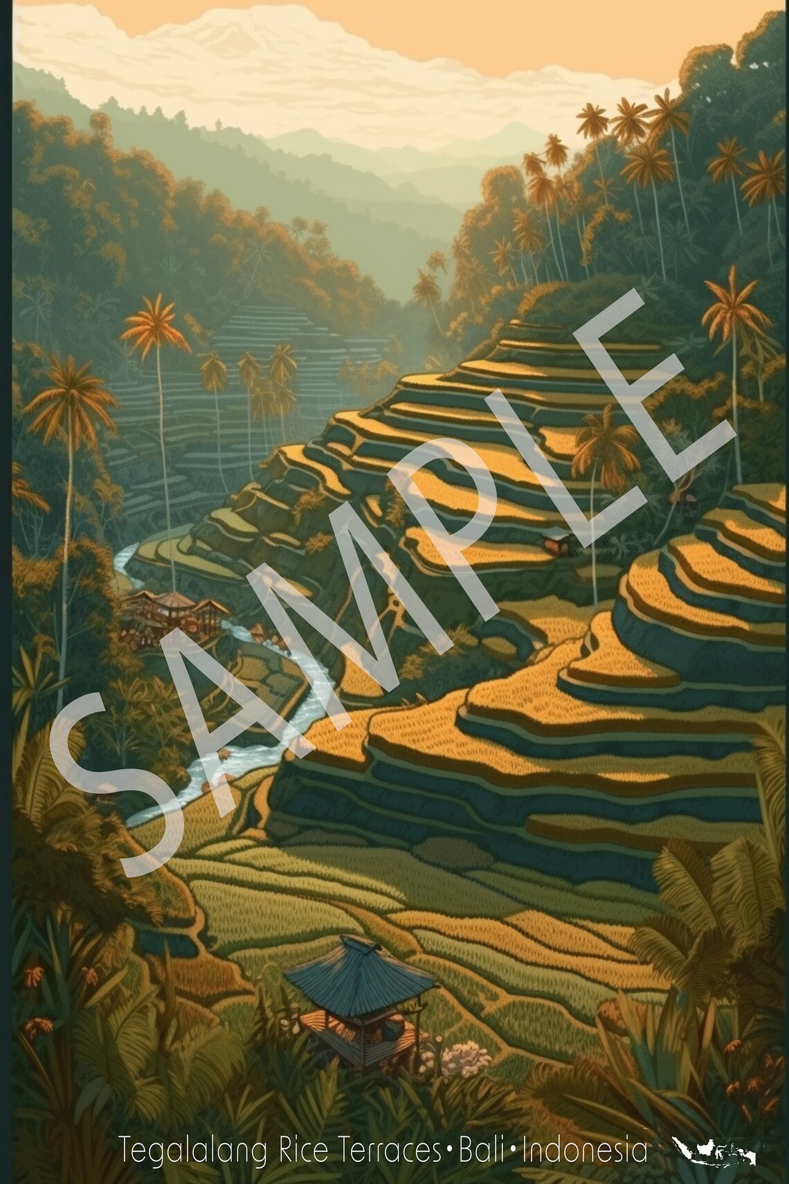 Tegalalang Rice Terraces Bali Indonesia Lush Green Valley Poster - Image 2