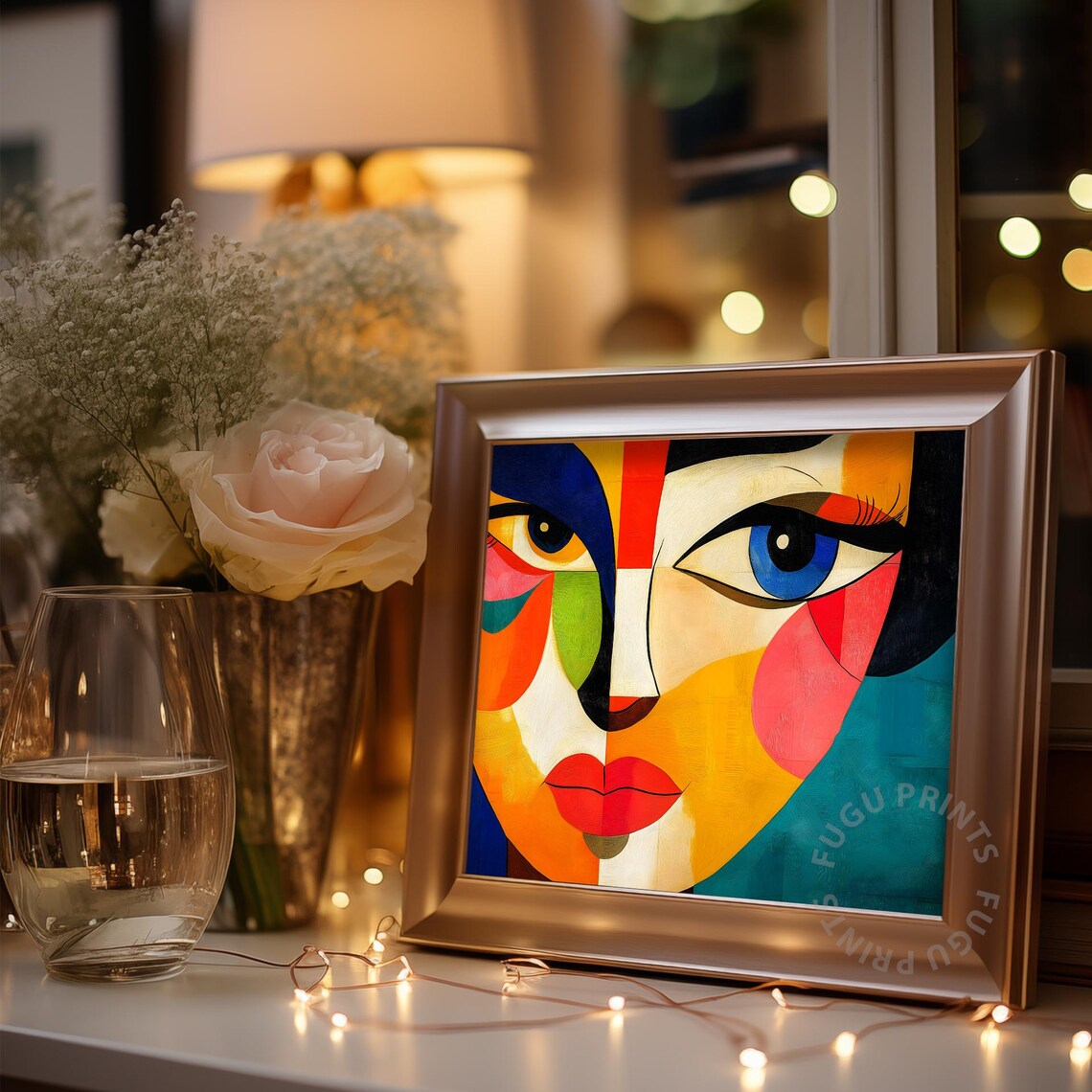 Colorful Cubist Geometric Abstract Woman Face Portrait Poster - Image 3