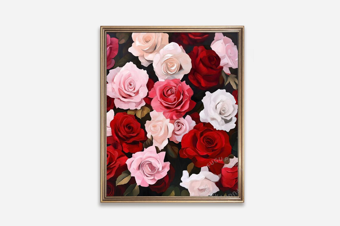Red Rose Dark Floral Romantic Home Decor