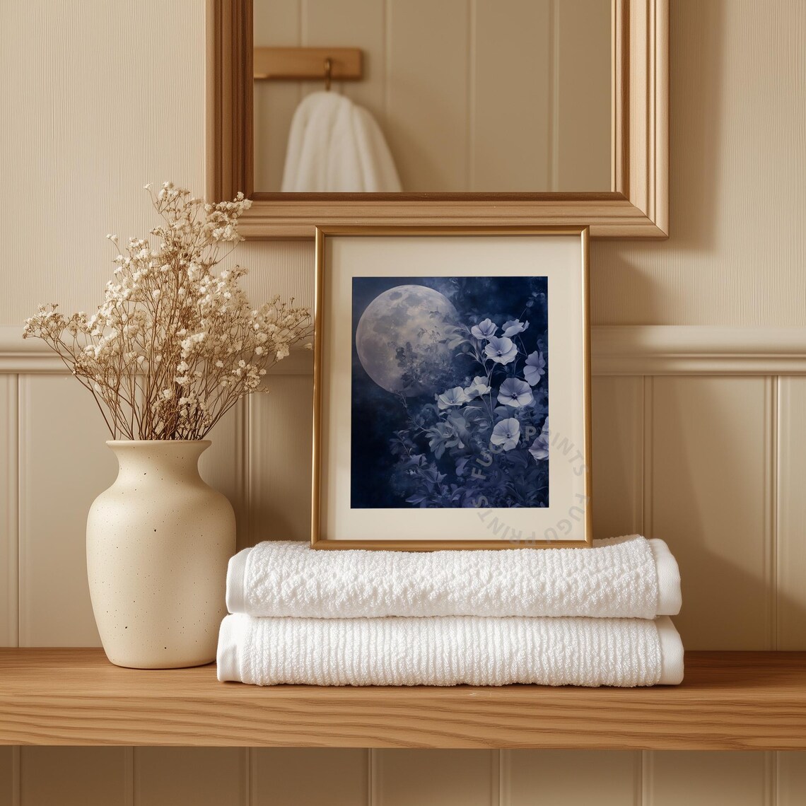 Moonlit Floral Art Print, Celestial Boho Decor - Image 3