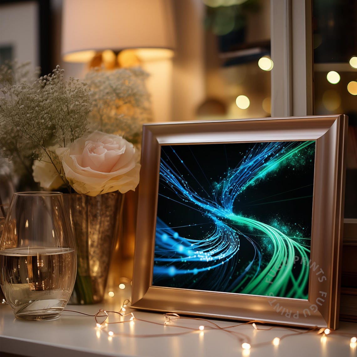 Abstract Light Stream Modern Tech Wall Art 327 - Image 3