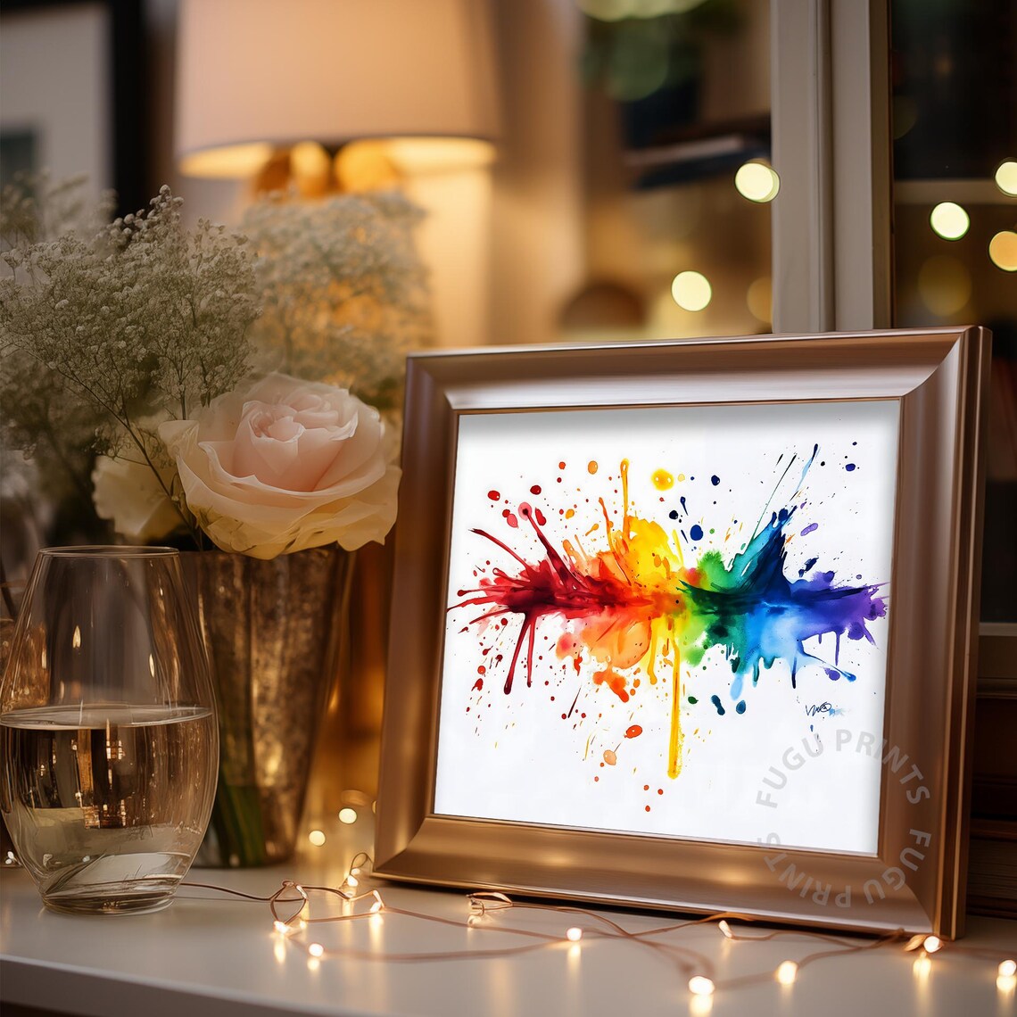 Rainbow Splash Abstract Watercolor Art - Image 3