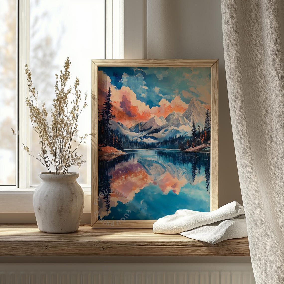 Mountain Lake Reflection Art Print - Image 4