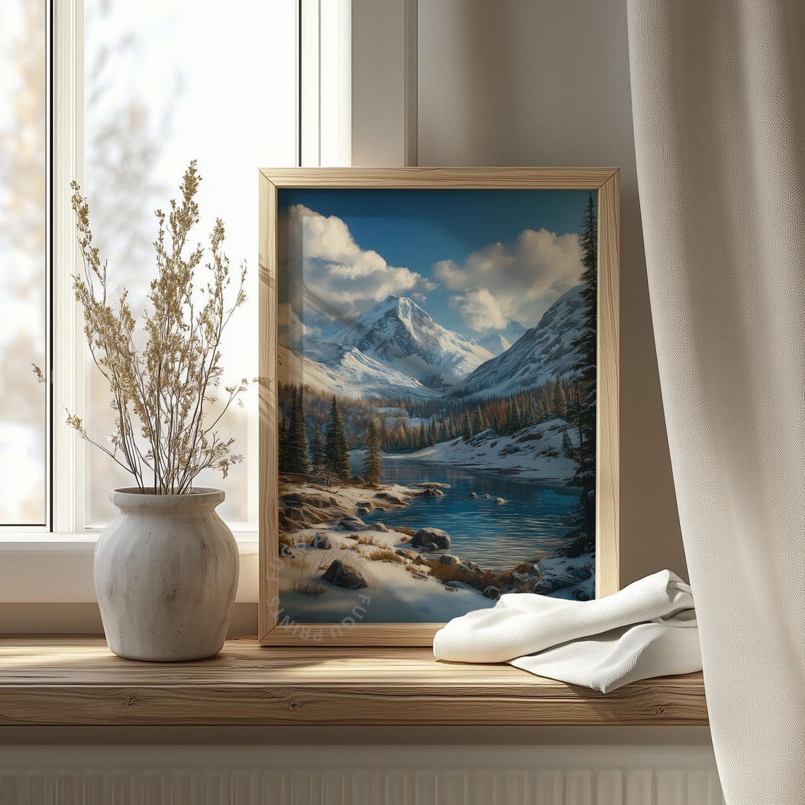 Winter Lake Mountain Wall Art Cabin Decor Landscape 237 - Image 4