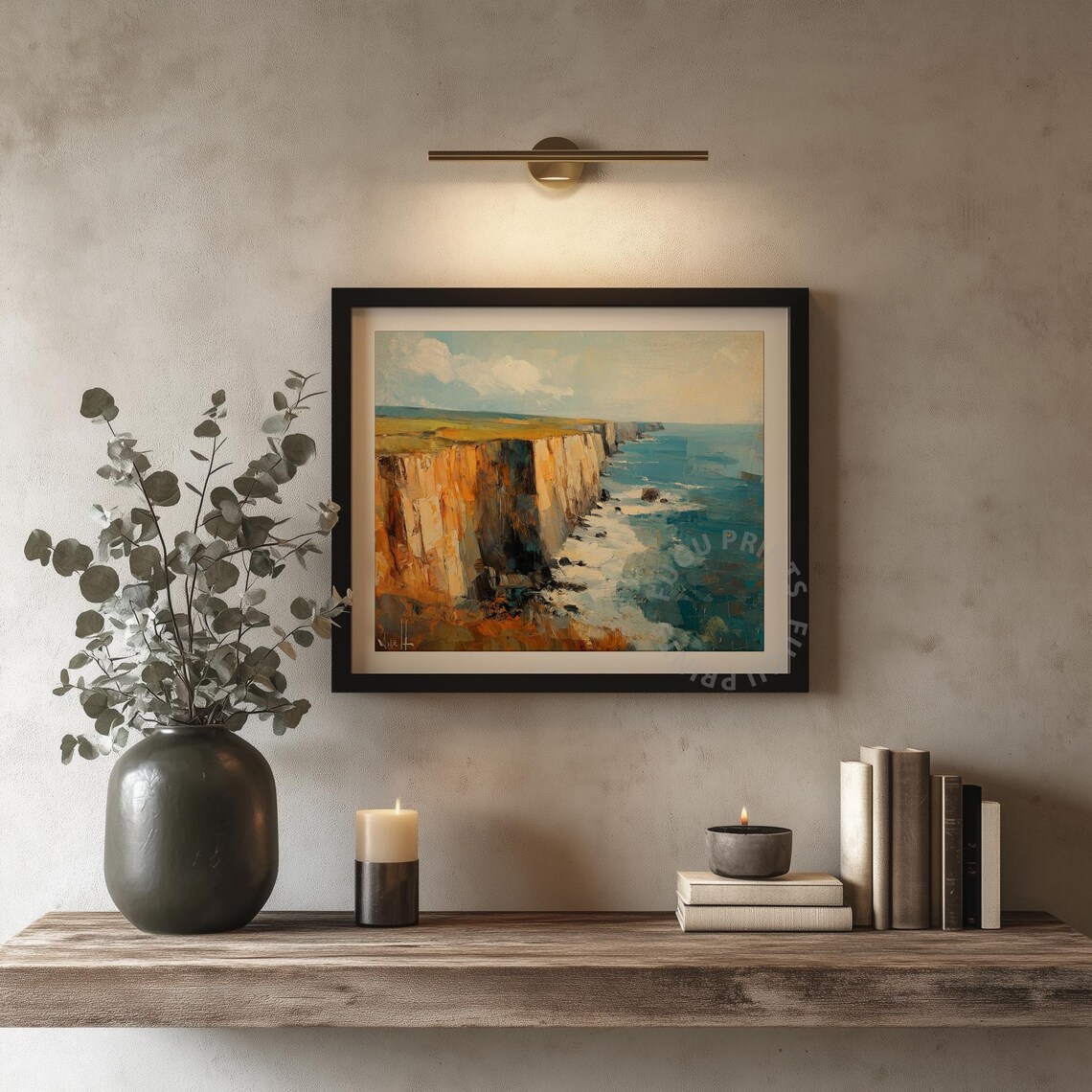 Coastal Cliffs Impasto Seascape Art Print - Image 4