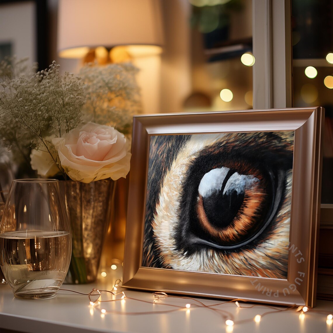 Tiger Eye Close Up Amber Iris Realistic Wildlife Detail Wall Art - Image 3