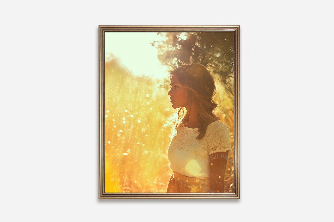 Golden Hour Woman Ethereal Portrait, Boho Decor