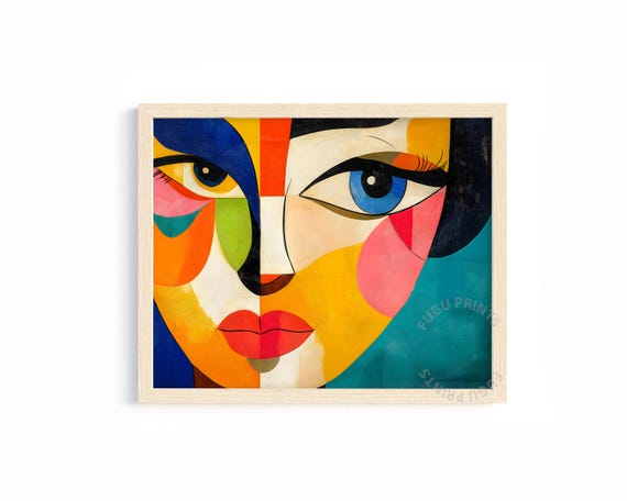 Abstract Woman Face Print Colorful Cubism Wall Art Modern Art Geometric Portrait 77
