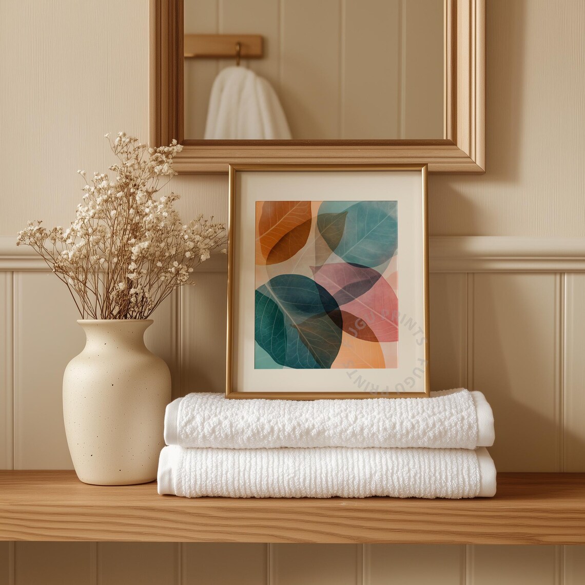 Leaf Print Abstract Botanical Art, Modern Leaves - Image 3