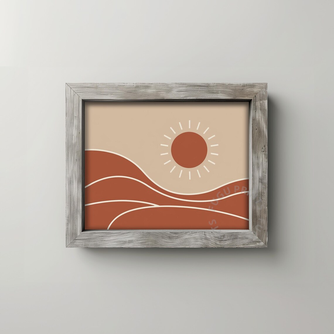 Terracotta Sun Boho Minimalist Landscape Art Print - Image 2