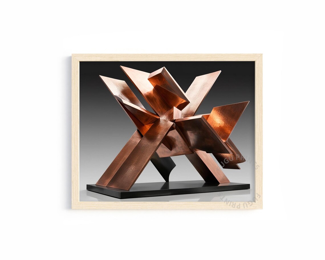 Copper Geometric Abstract, Modern Wall Art