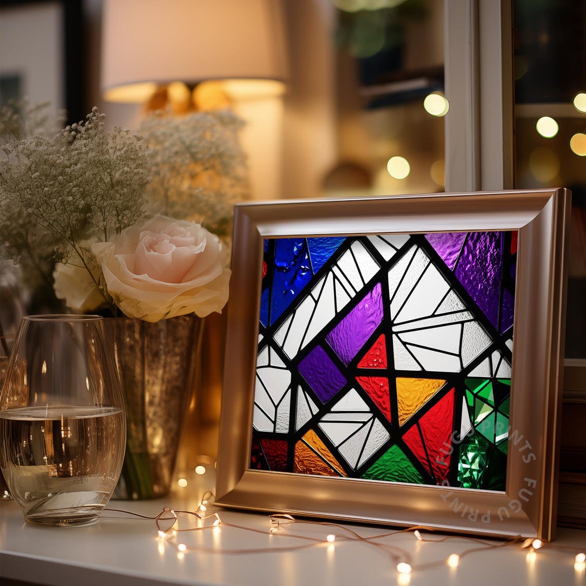 Geometric Stained Glass Modern Art - Image 3