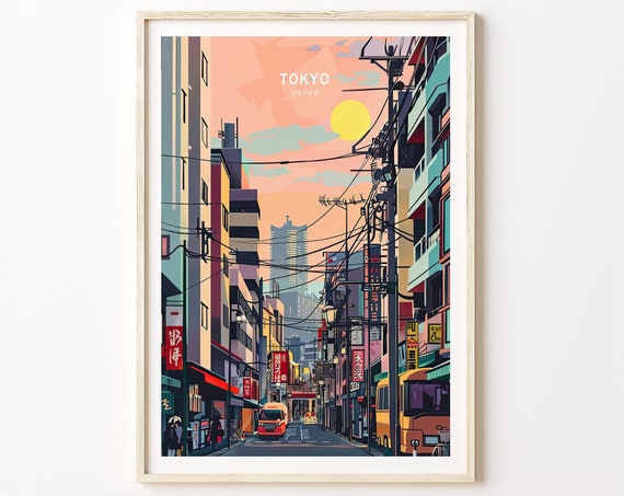 Tokyo Japan City Travel Poster, Japanese Decor