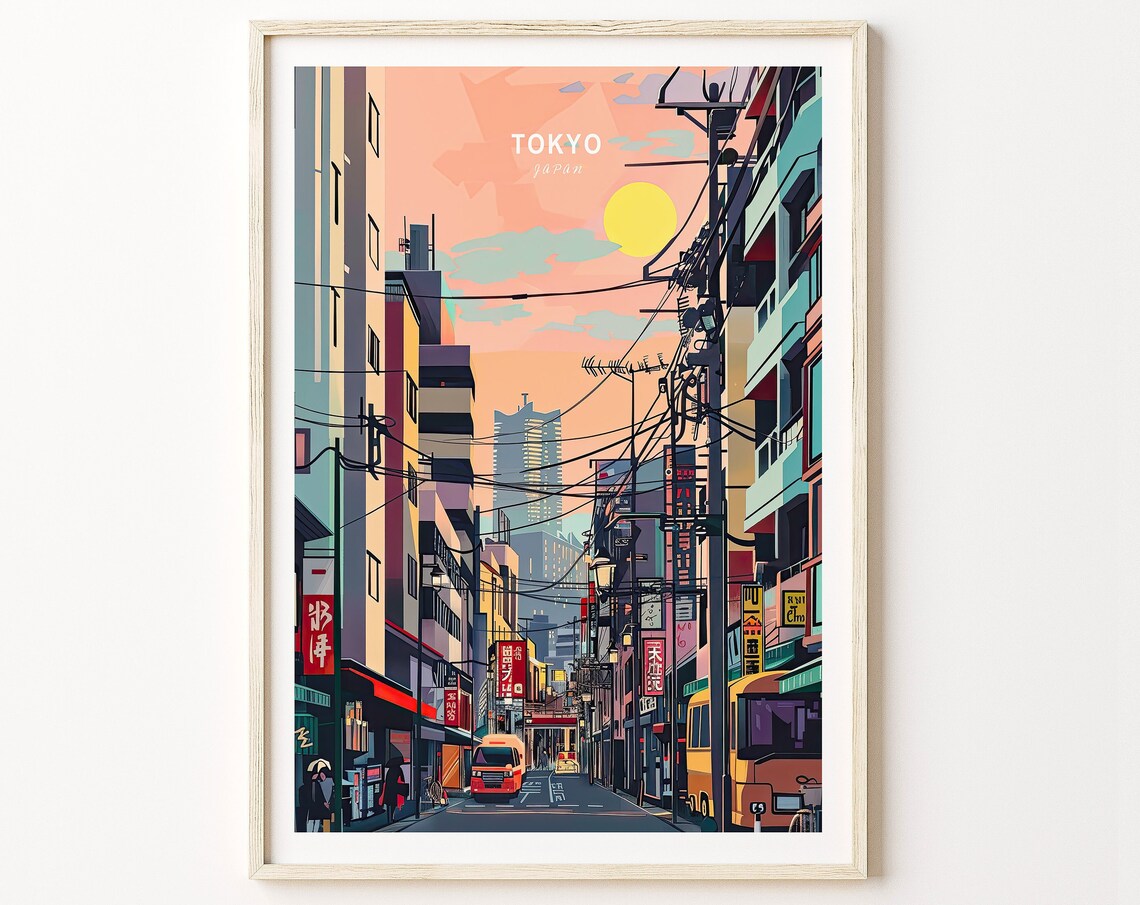 Tokyo Japan City Travel Poster, Japanese Decor